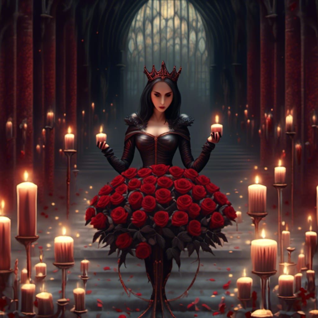 Gothic Church Overgrown with Glowing Roses