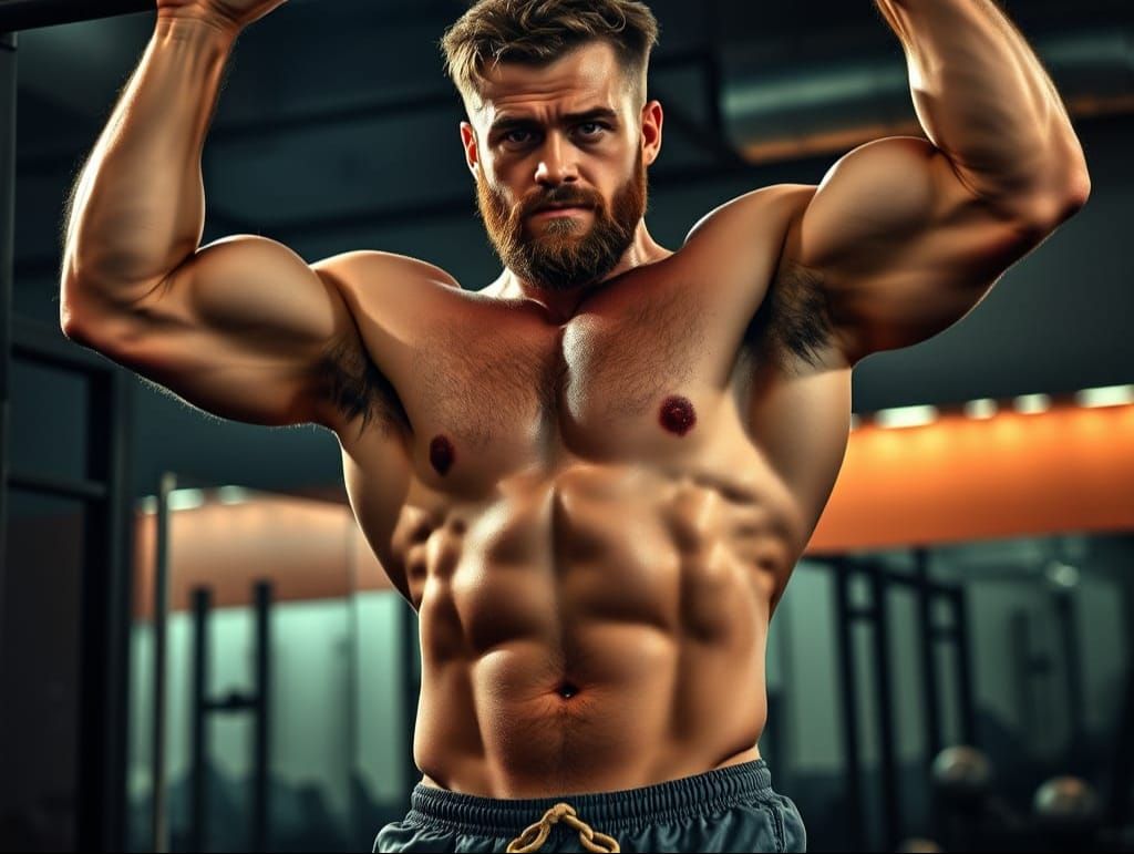 Muscular Alpha Man in Gritty Gym