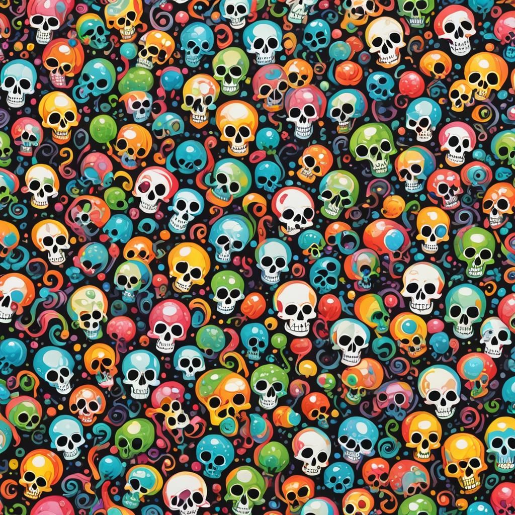 Skull-Shaped Dew Drops in a Candyland Wonderland