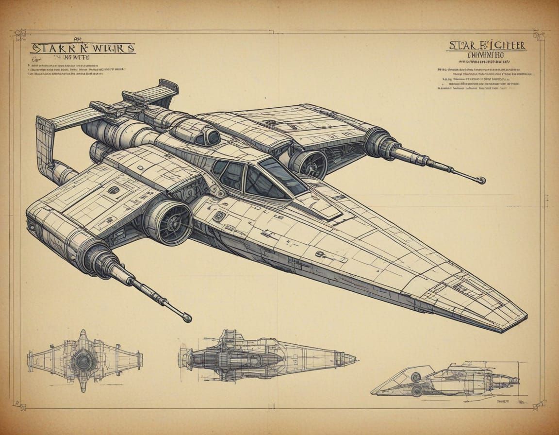 Steampunk A-Wing Fighter Blueprint