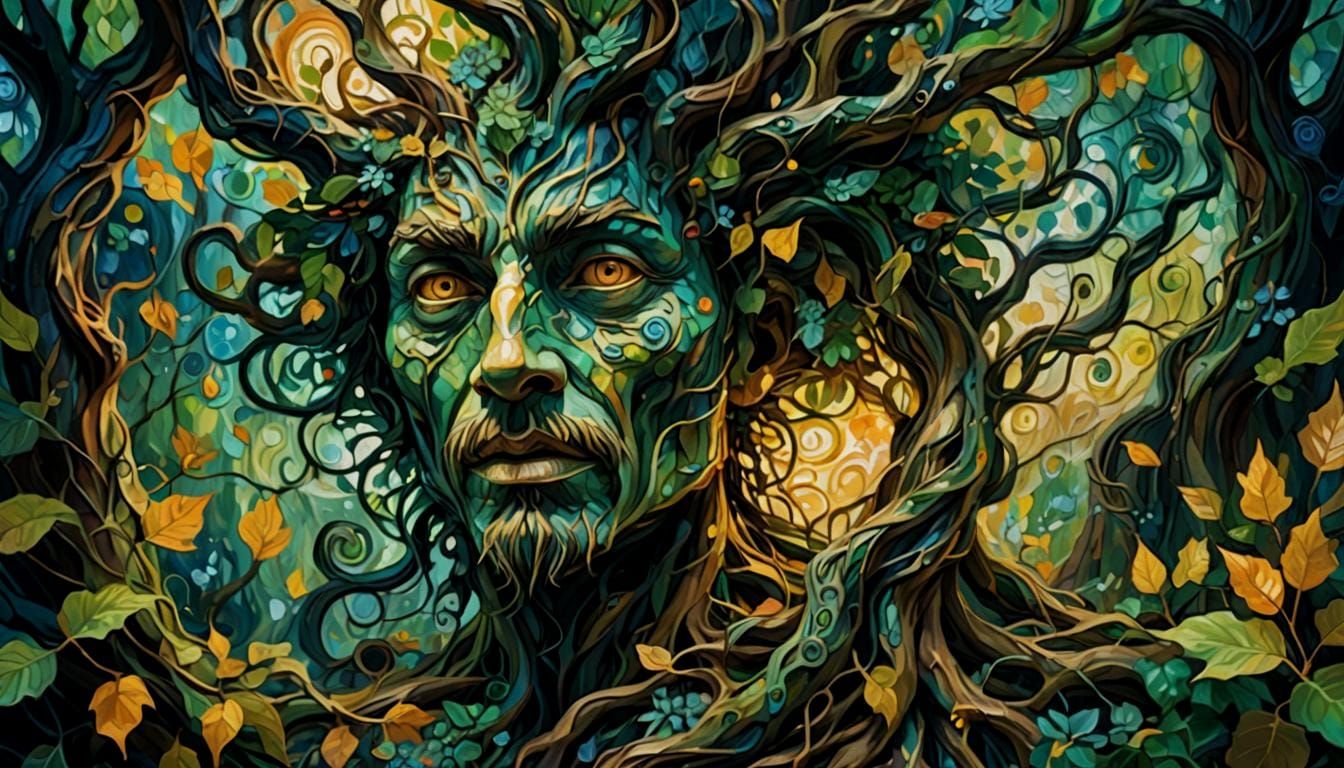 Fractal Forest Spirit in Expressionist Style