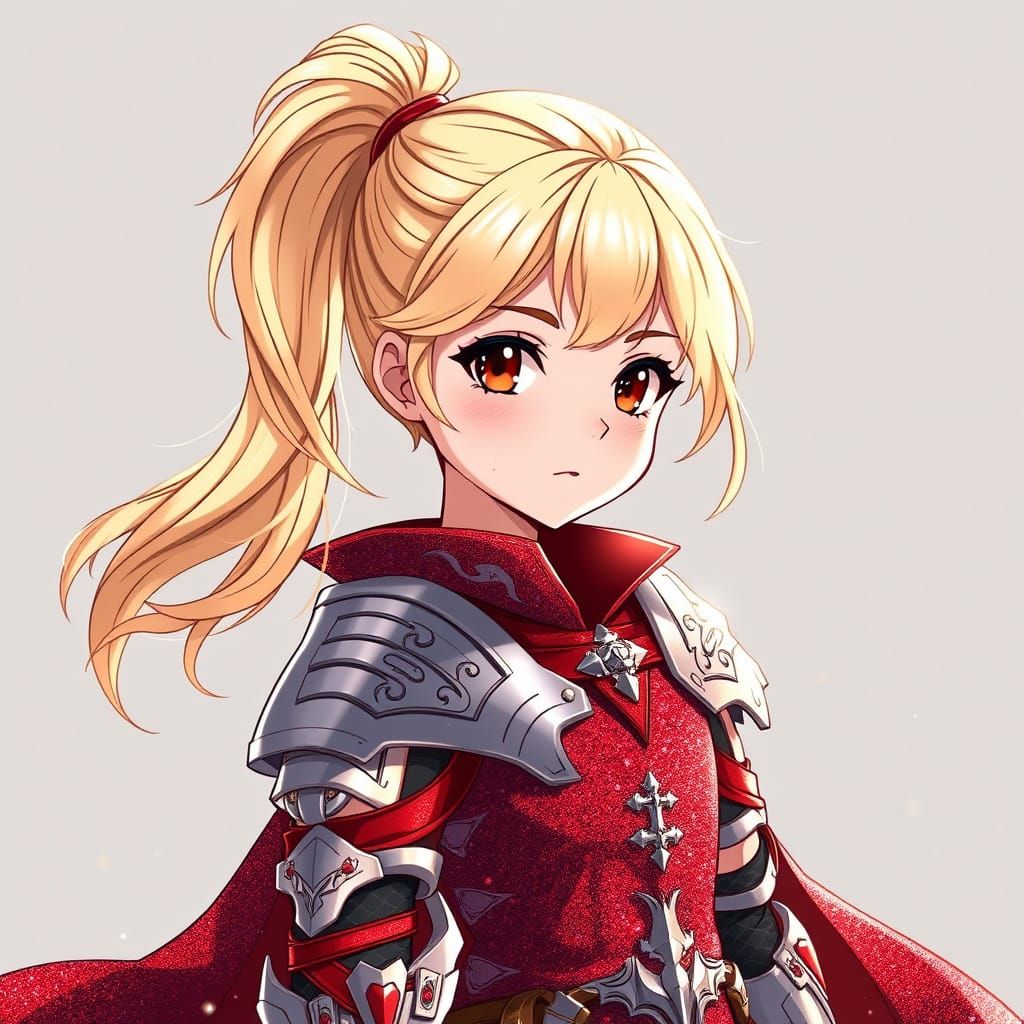 Medieval Knight Girl with Blonde Ponytail