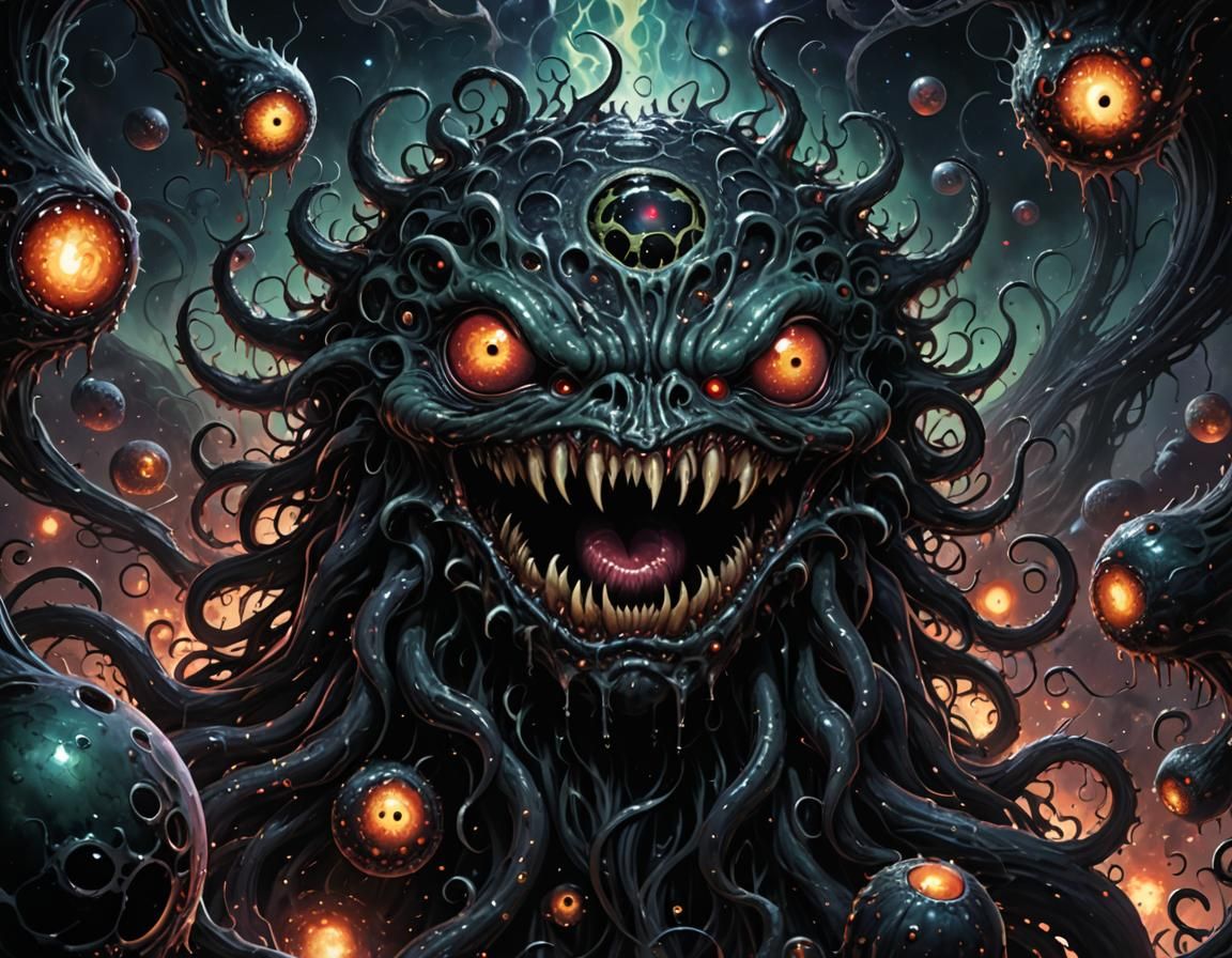 Nightmarish Eyeball Mass Emerging from Black Hole