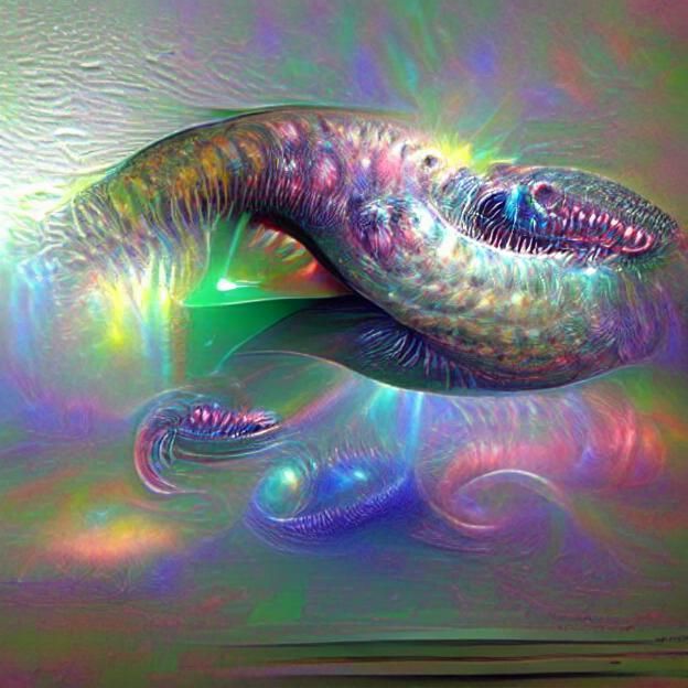 Iridescent Holographic Space Lamprey with Volumetric Lightin...