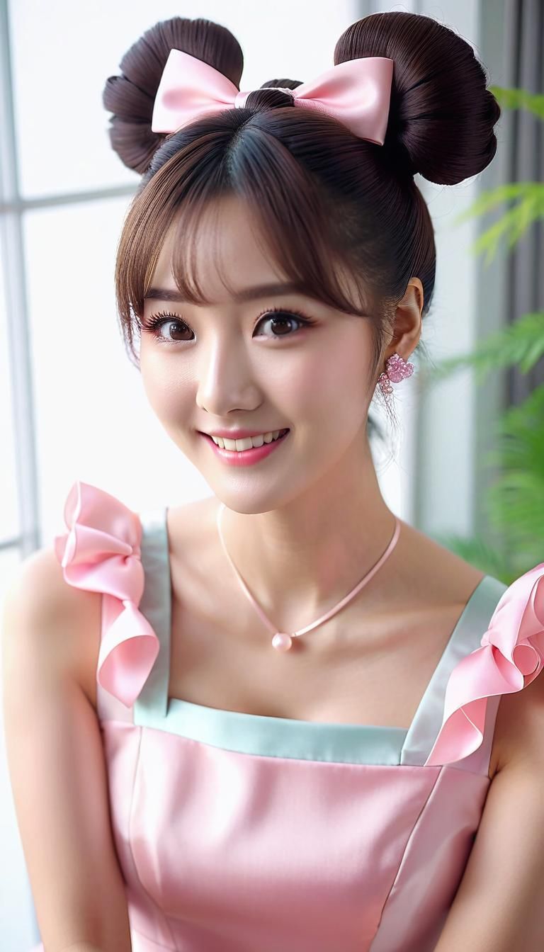 Kawaii Korean Girl with Twin-tails and Pastel Dress