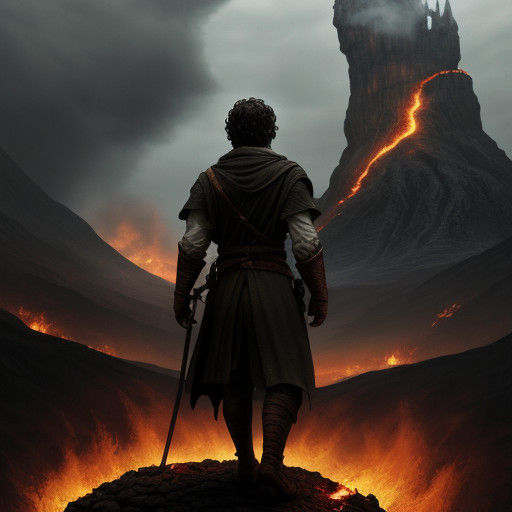Frodo Contemplates Tossing One Ring into Mordor's Fiery Dept...