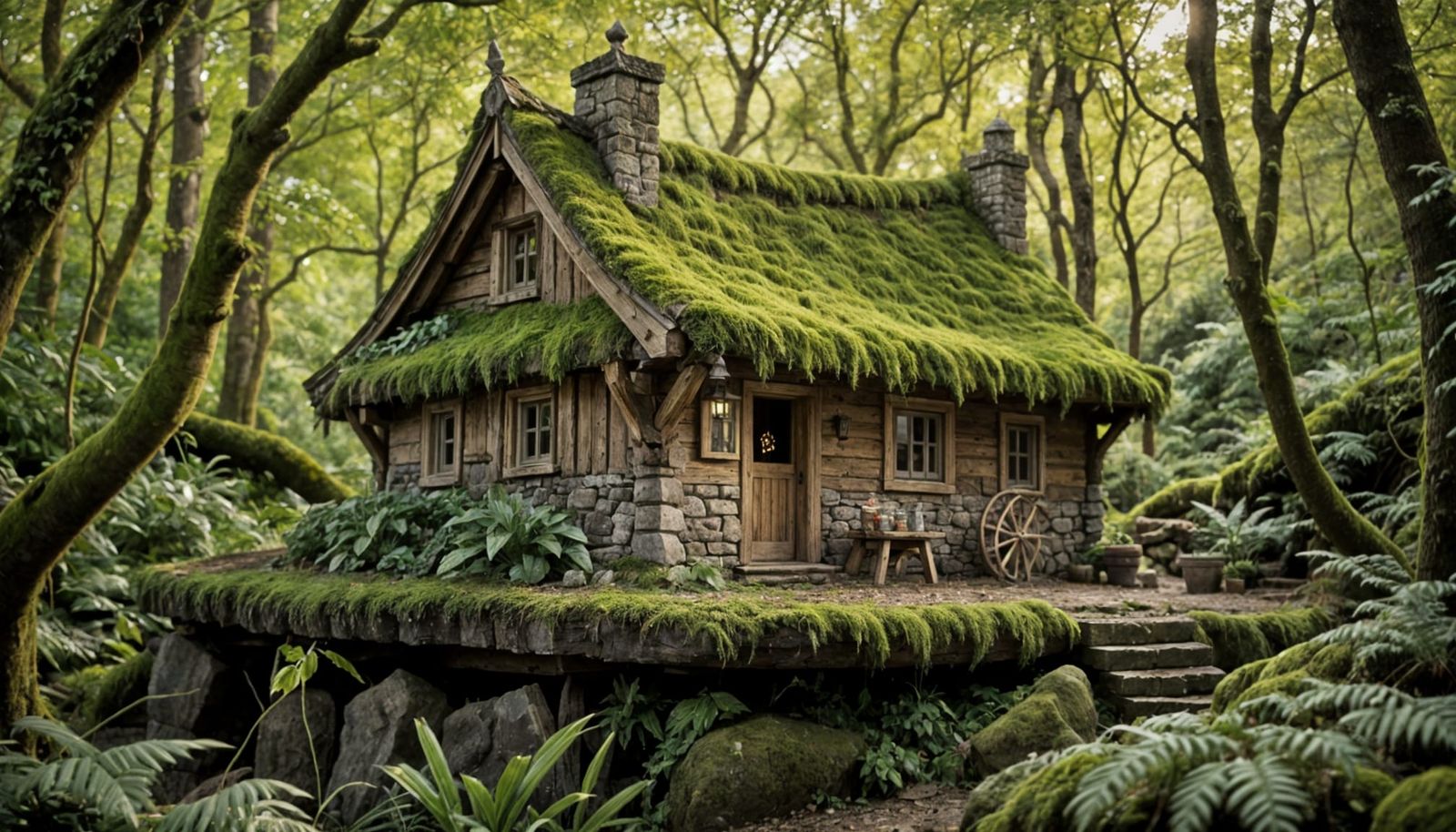 Rustic Woodland Cottage with Unique Curved Roof