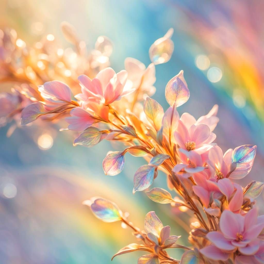 Light Prism with Rainbow and Floral Motifs