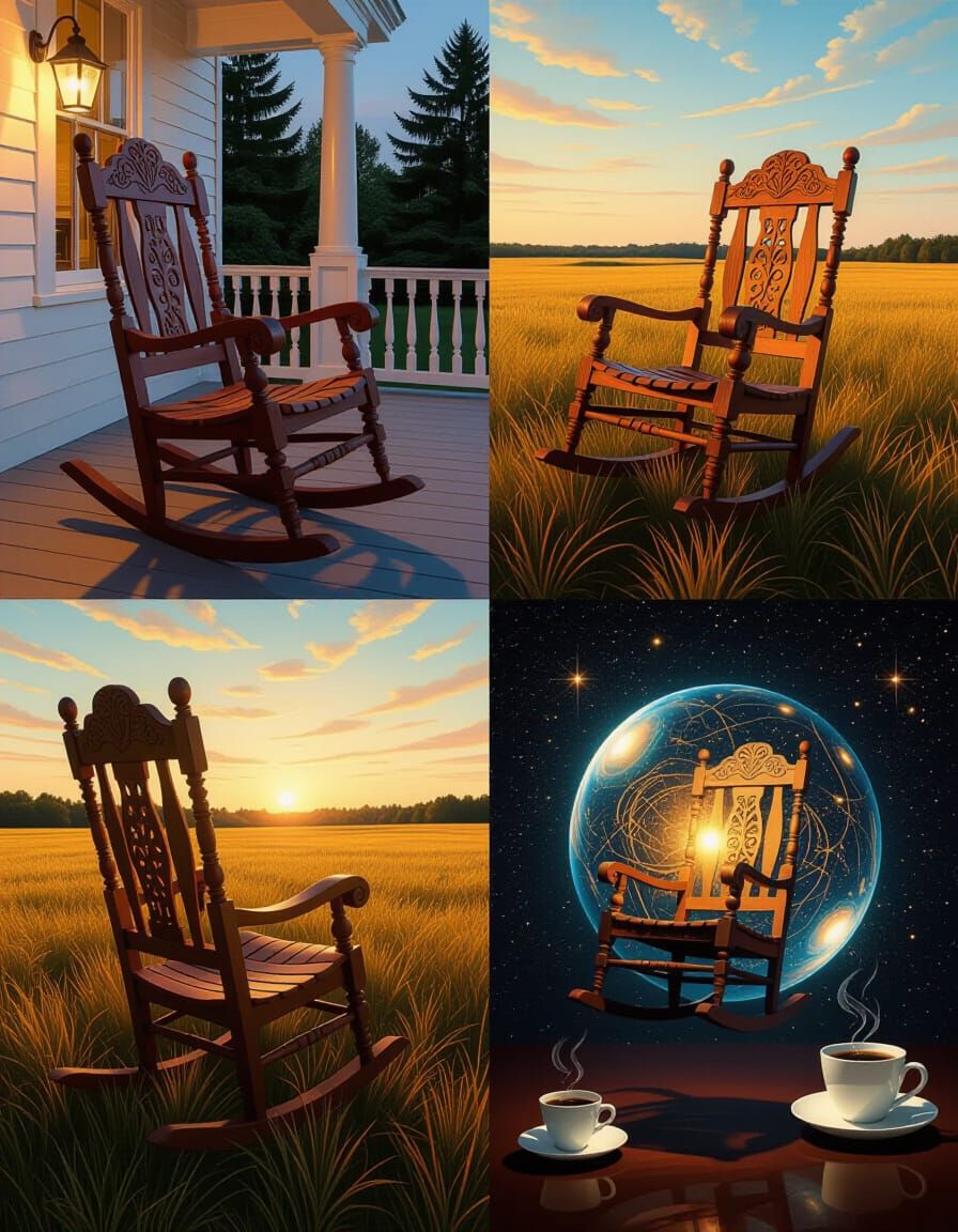 Surreal Rocking Chairs in Impasto Style