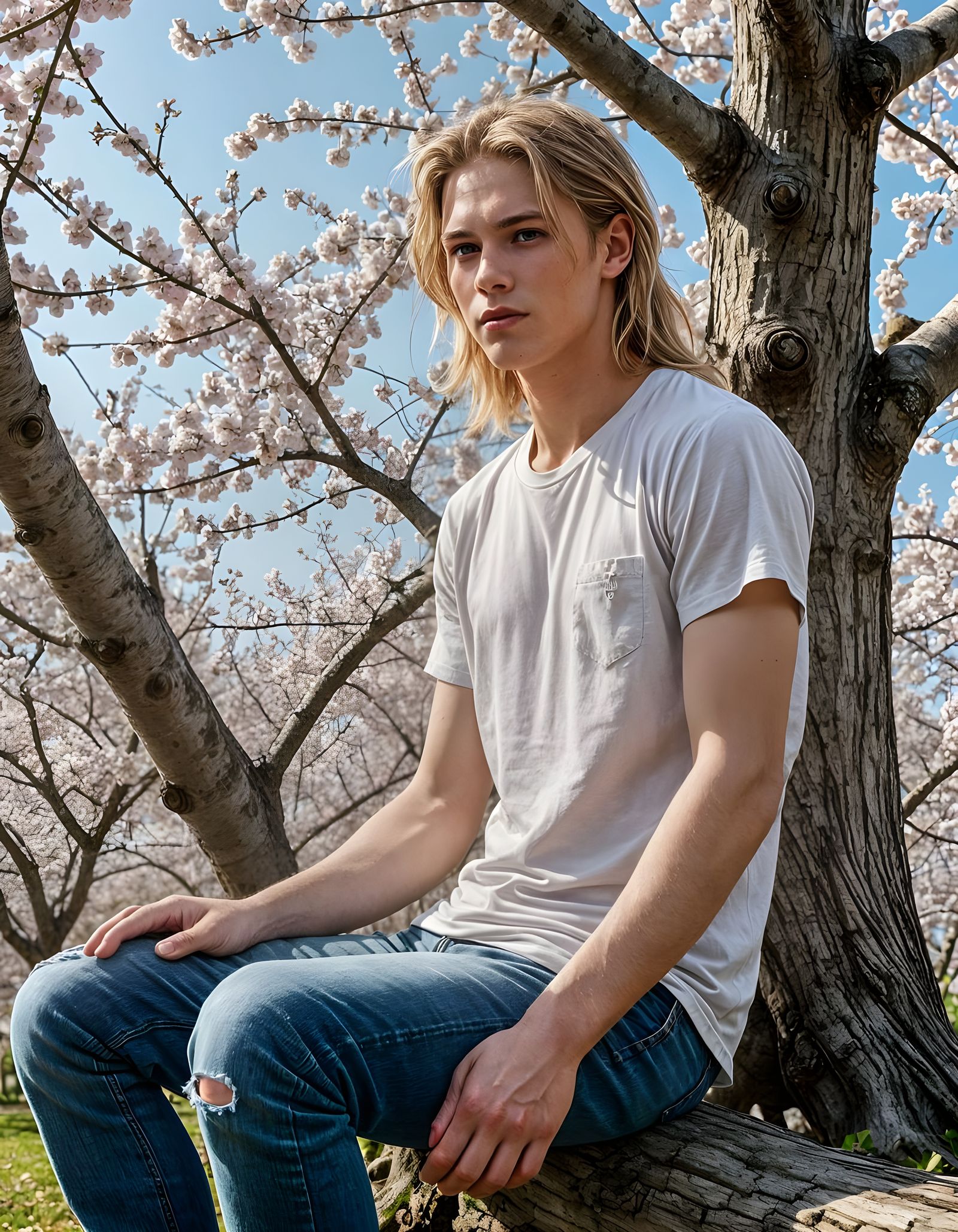 Teenager Sits Under Cherry Blossoms in a Comic Book-Inspired...