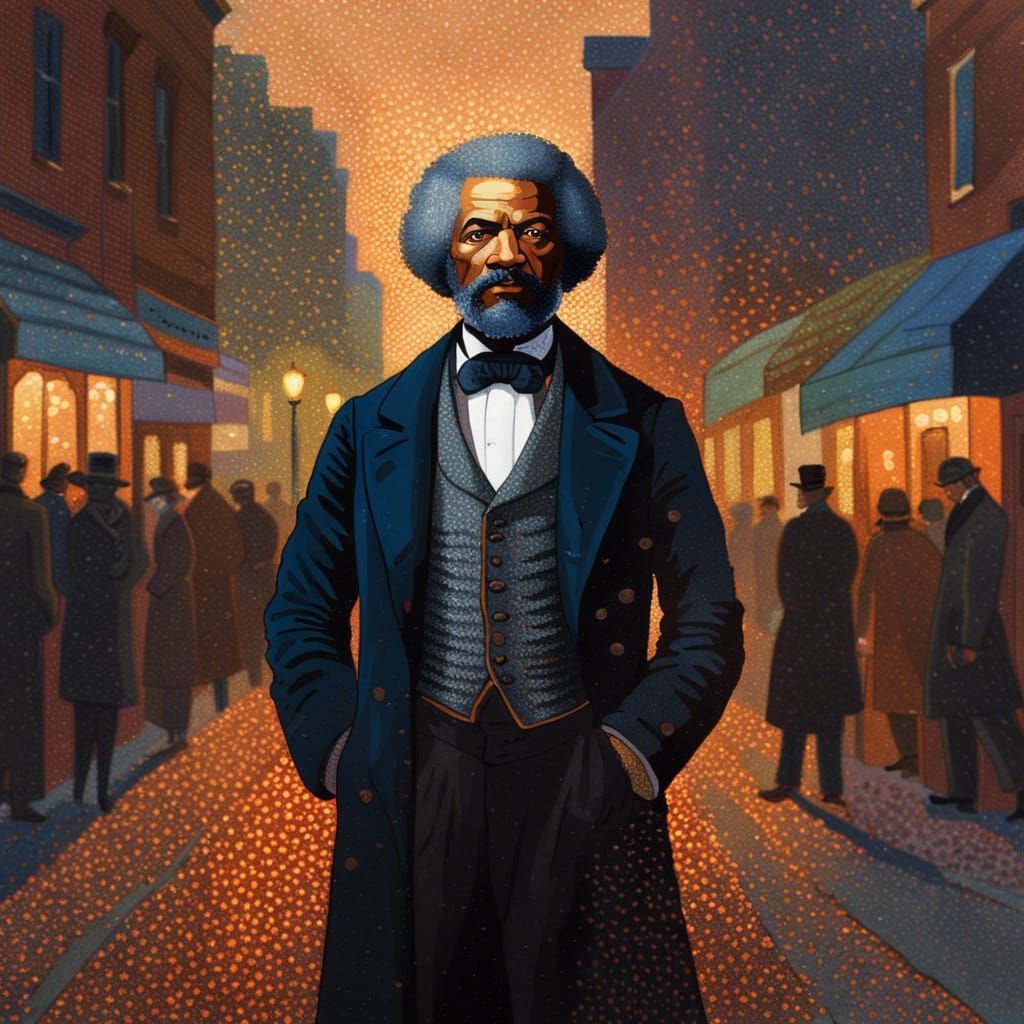 Frederick Douglass Portrait in Pointillism Style