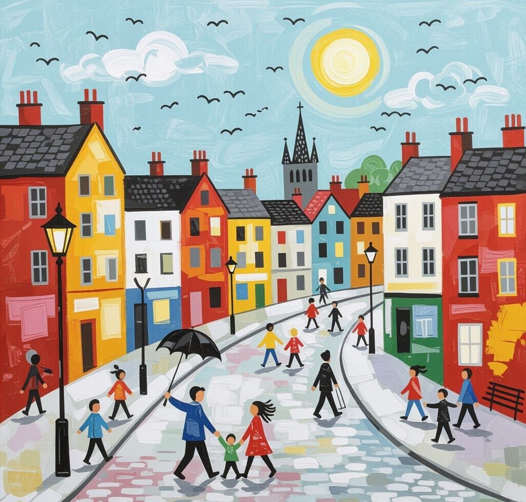 Industrial Cityscape in Lowry Style