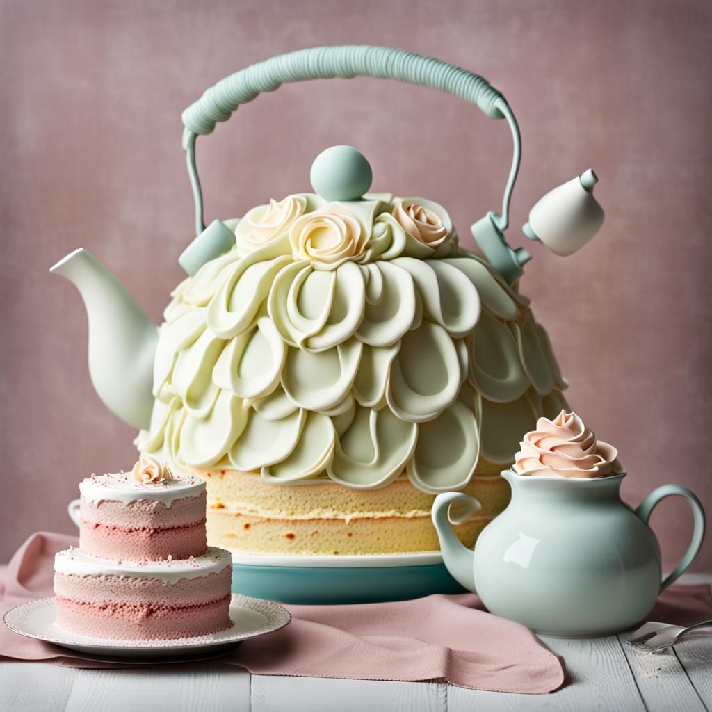 Cake Kettle and Teapot: Buttercream Layers