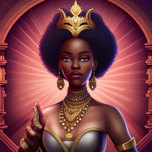 Regal African American Princess in 3D Style