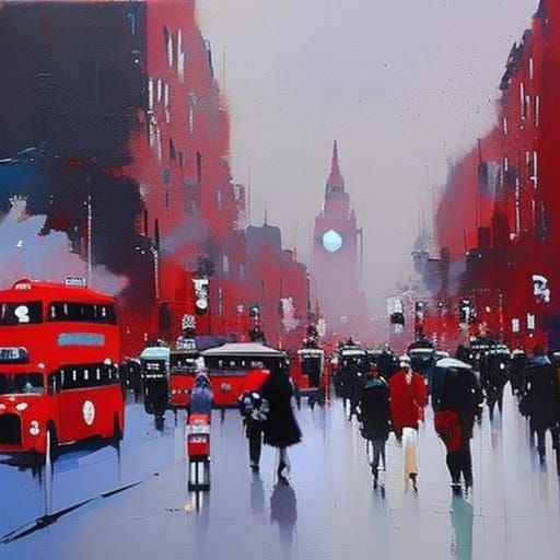 Bustling London Street Scene in Davison Style