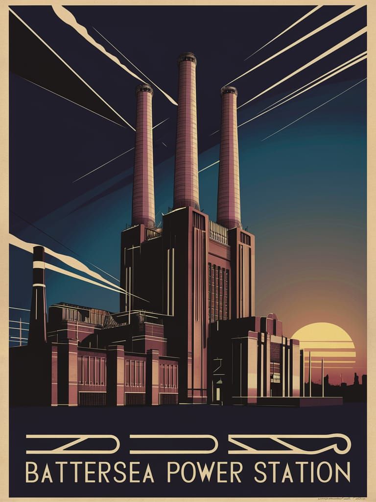 Art Deco Battersea Power Station Poster