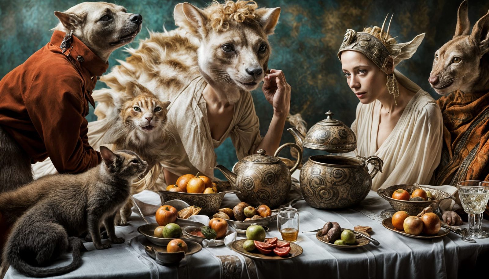 Surreal Alien Restaurant Celebration in Gritty Photorealism