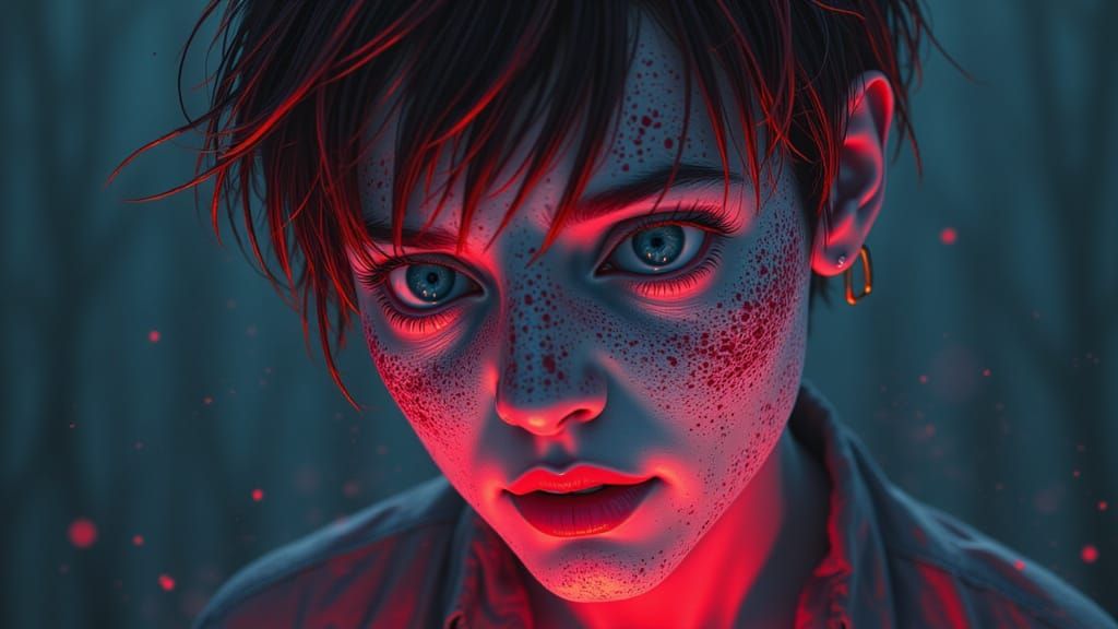 Person With Trypophobia Portrait In Dynamic Lighting