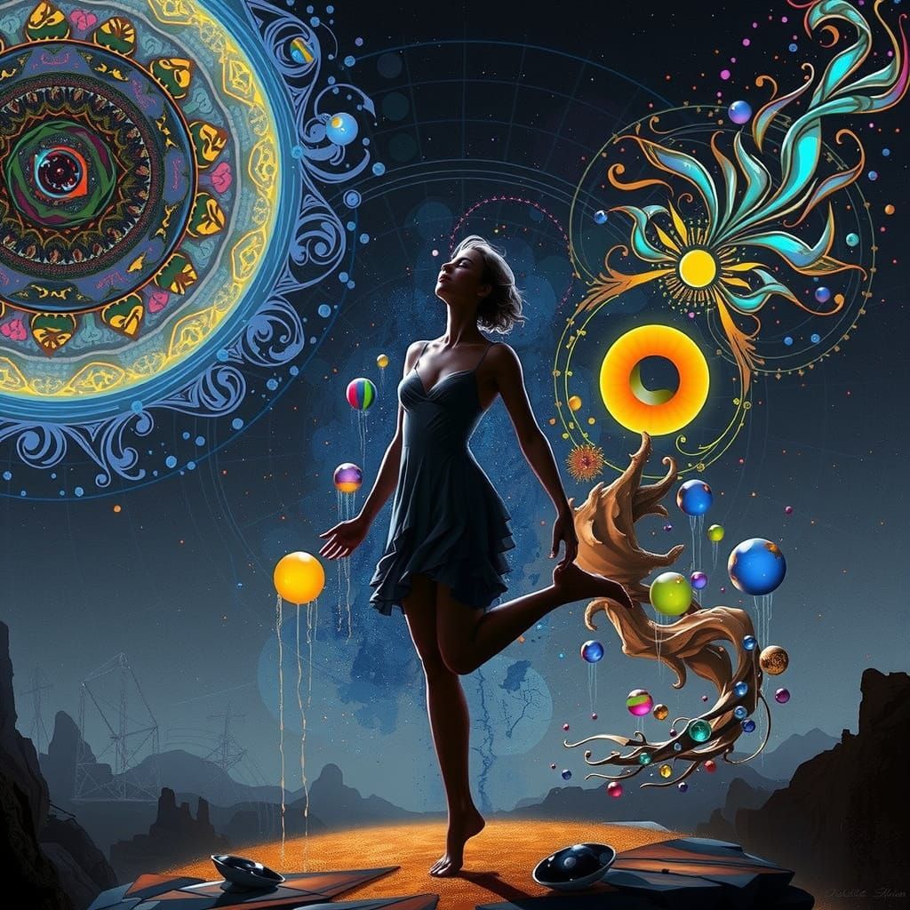 knolling Trompe l'oeil mirrors glass  iridescent fog laser beams abstract surrealism 3D  cosmic portals natural vibrant ...