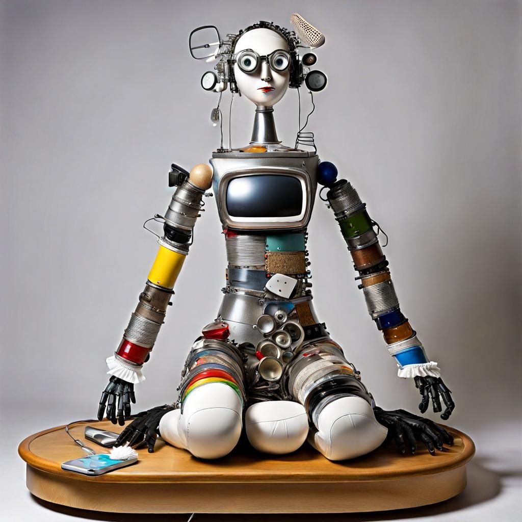 Sculpture made of old household utilities and furniture