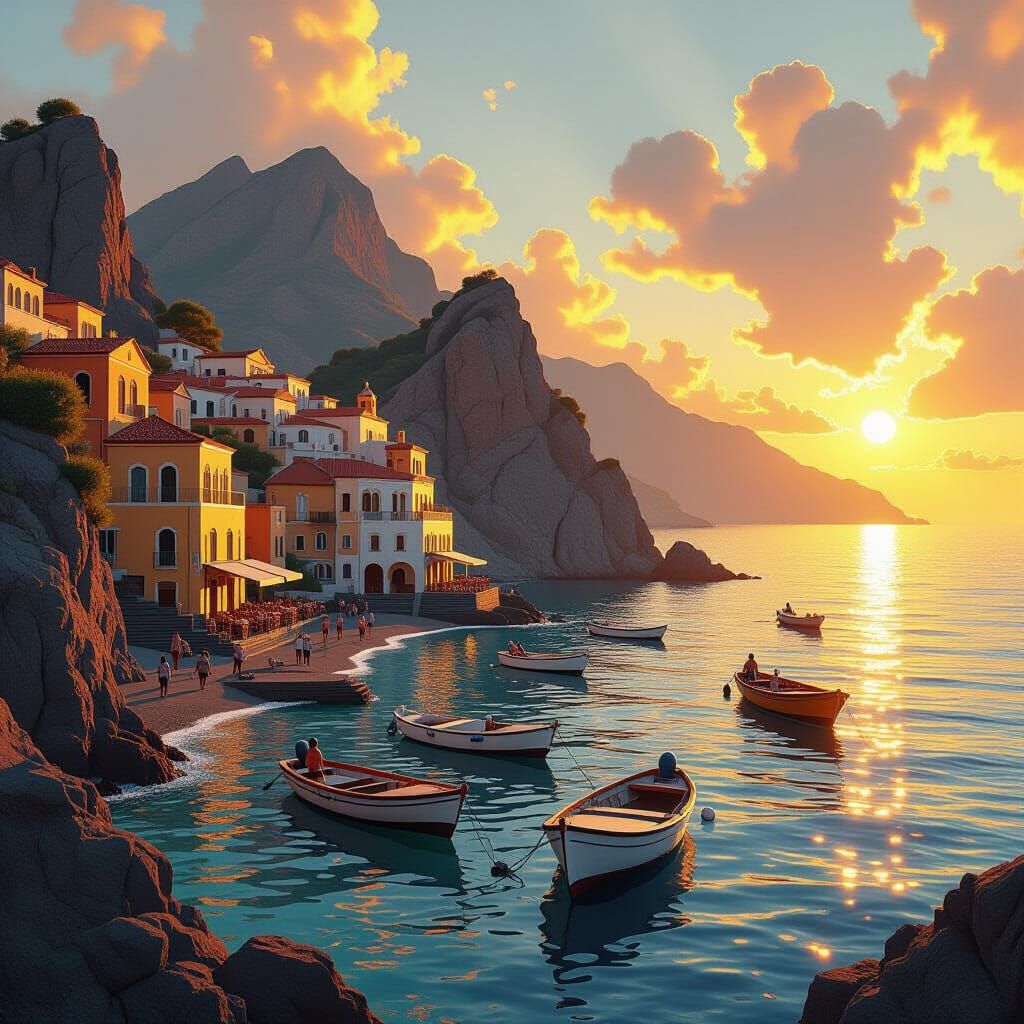Stromboli Coastline in Detailed 3D Anime Art Style