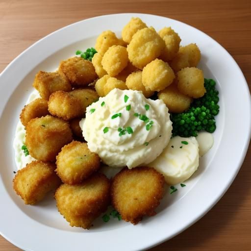 Mashed Potatoes and Crispy Chicken Nuggets Still Life