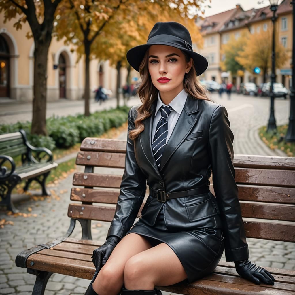 Austrian Woman in Leather Suit, Professional Photo
