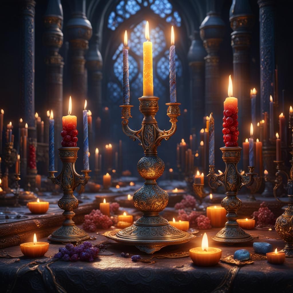 Detailed Matte Painting of Shabbat Candles