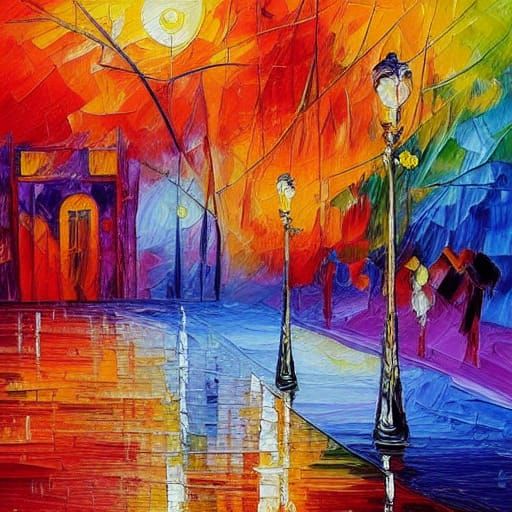 Colorful Textured Oil Painting in Neo-Impressionist Style
