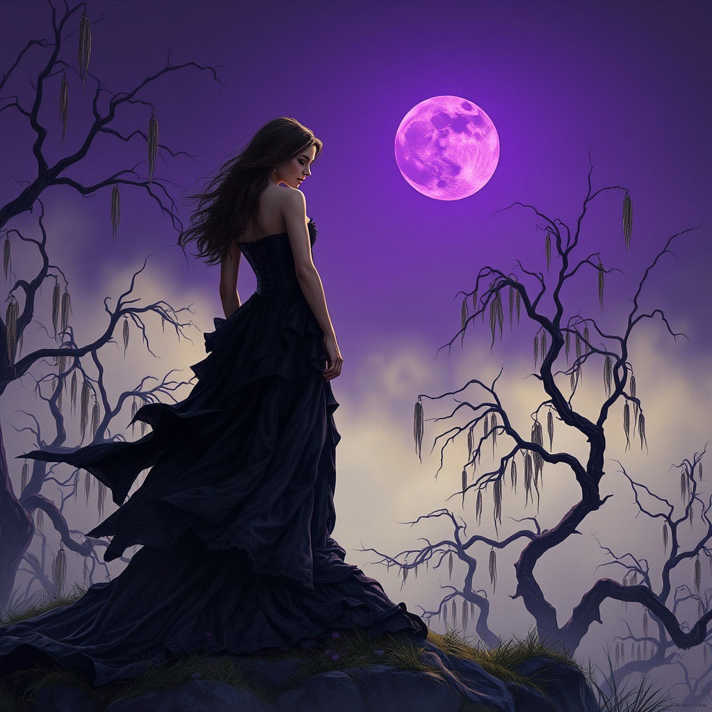 Woman on Blueberry Hill: Dark Fantasy Art