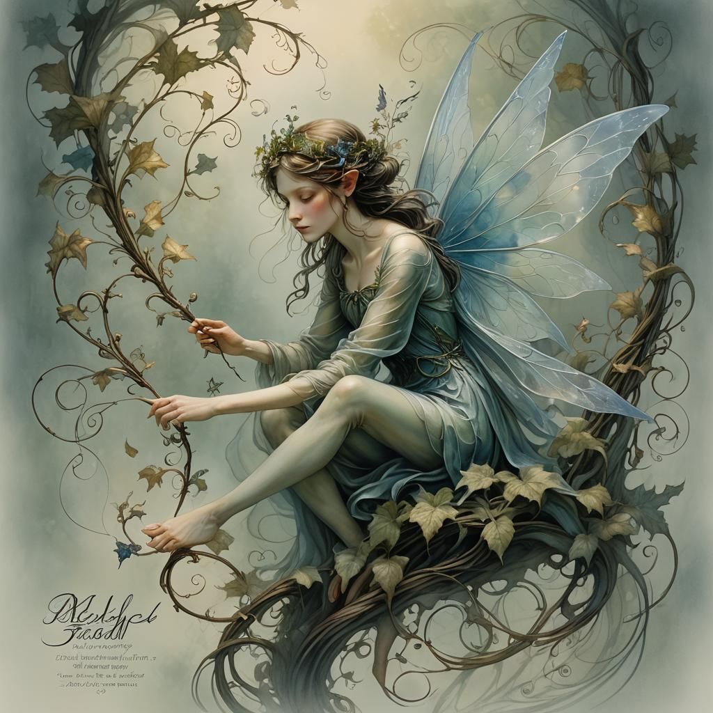 Fairy on Calligraphy: Macro Photography in Fantasy Style