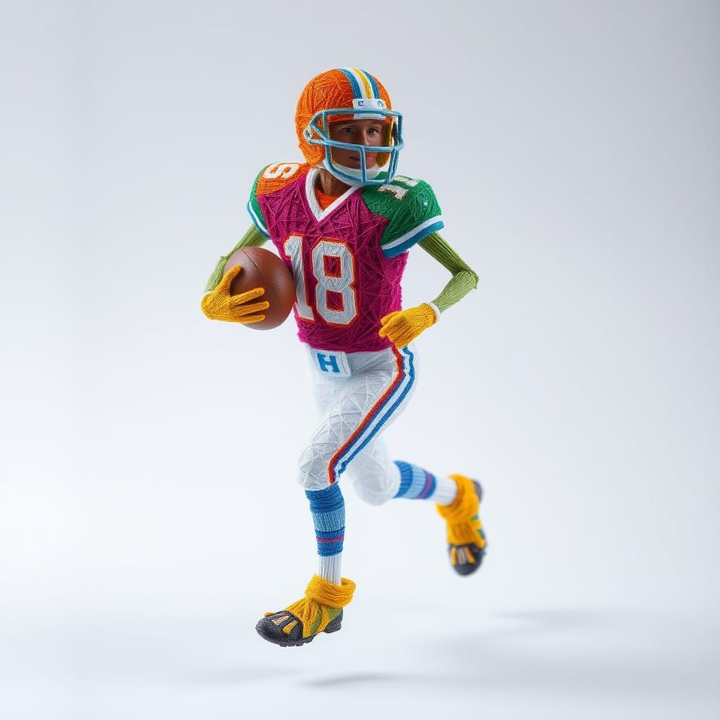 String Football Player in Colorful Uniform