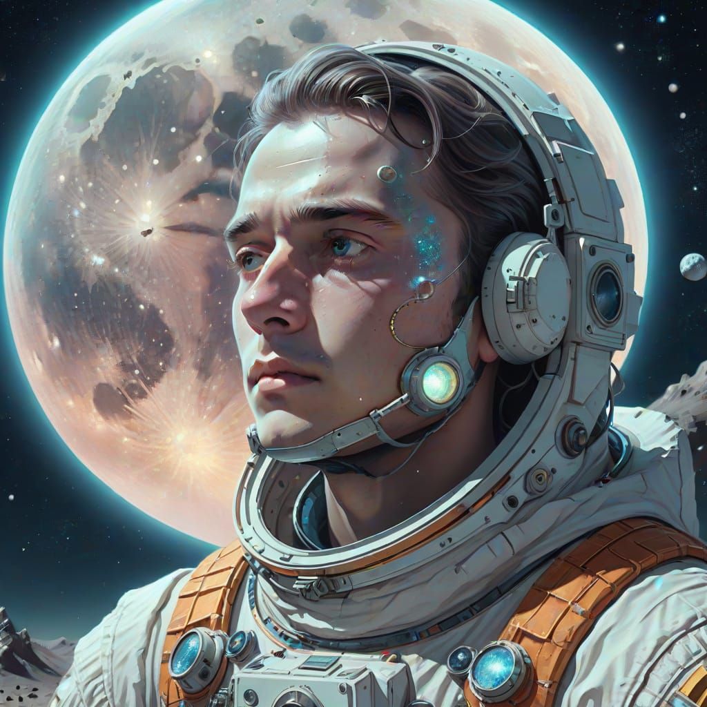 Surreal Confession on the Moon in Digital Art