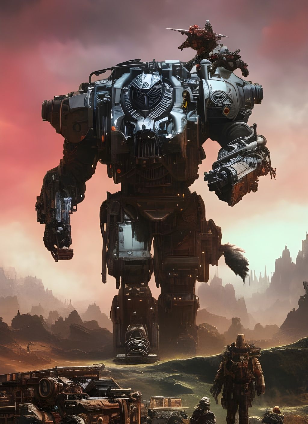 Armored Cyborg Beast Charges Through Wasteland