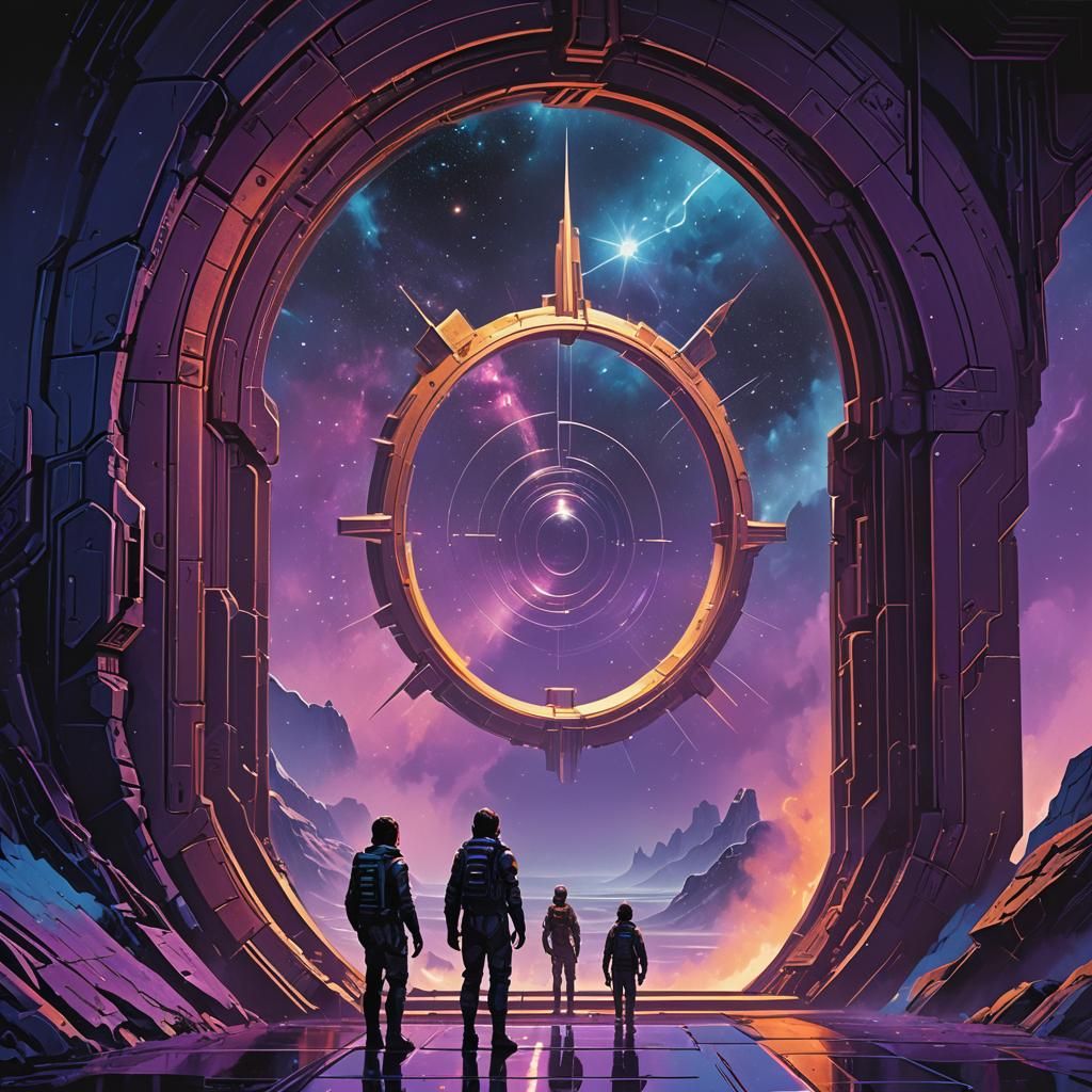 Mystical Future Portal in Art Deco Style