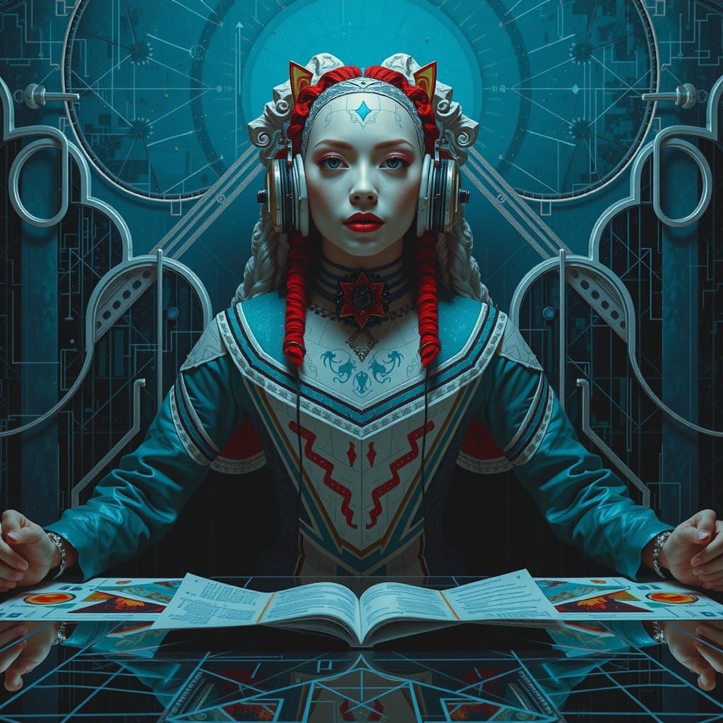 Art Deco Geometric Optical Illusion in Vibrant Colors