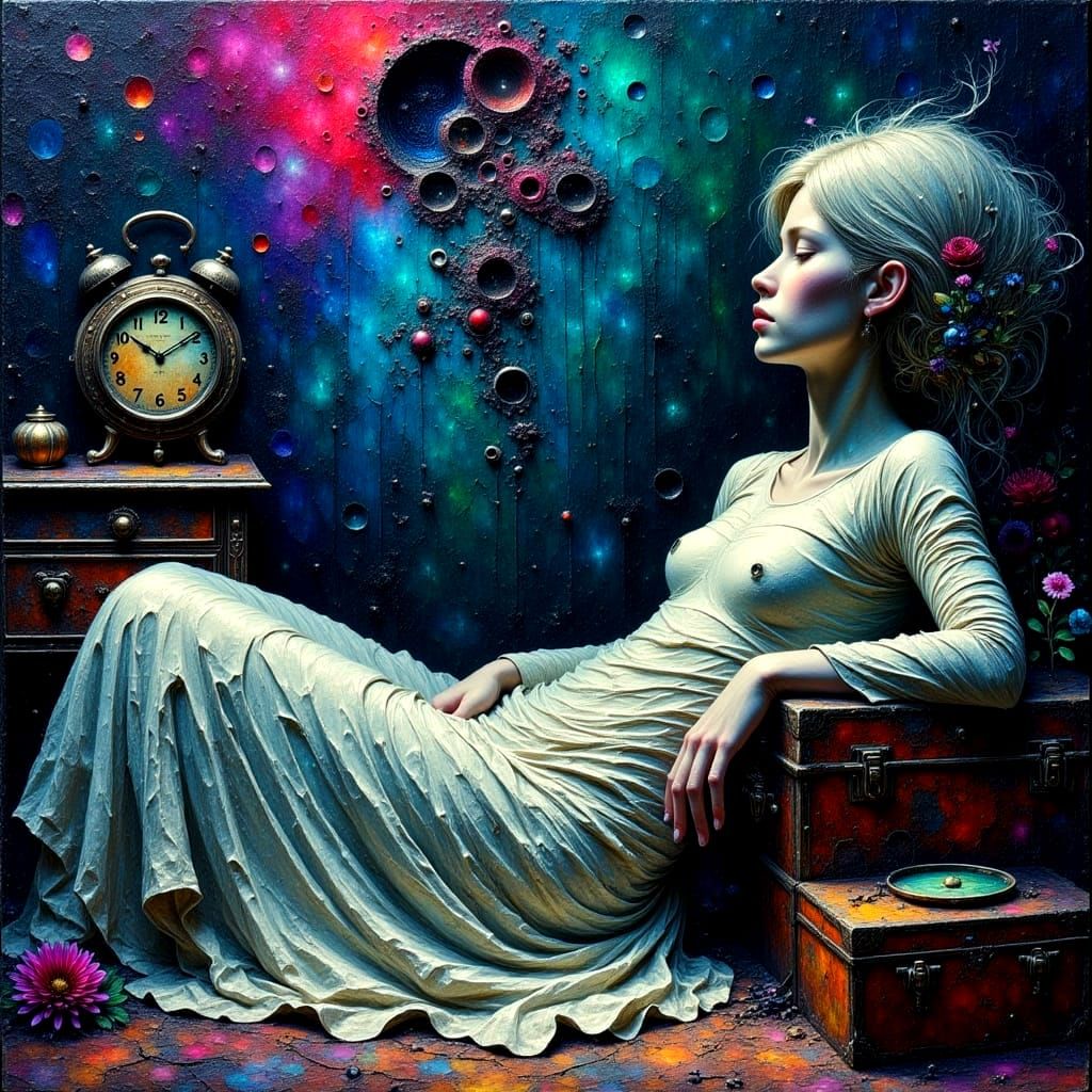 Melancholic Memories in Vibrant Oil Painting