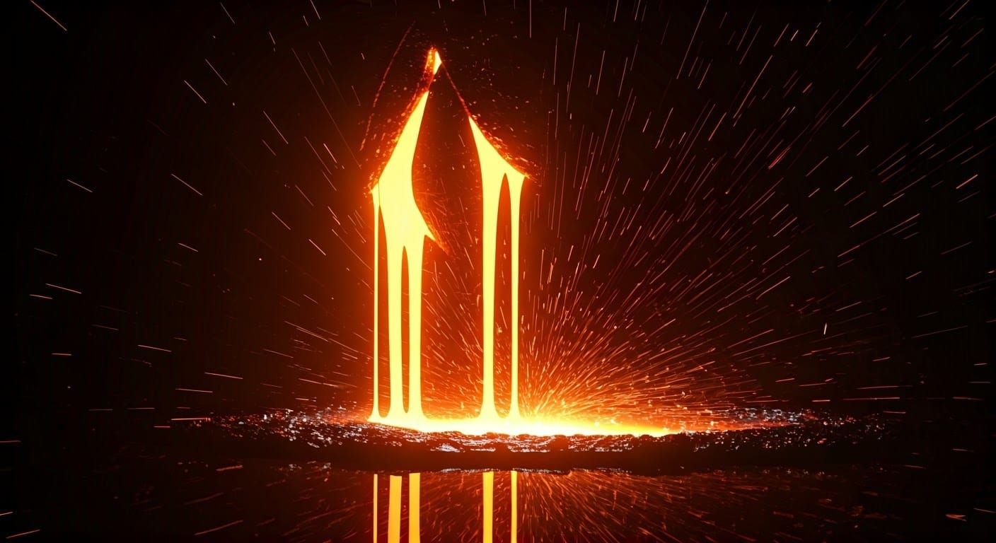 Molten Metal and Fiery Sparks in Dramatic Render