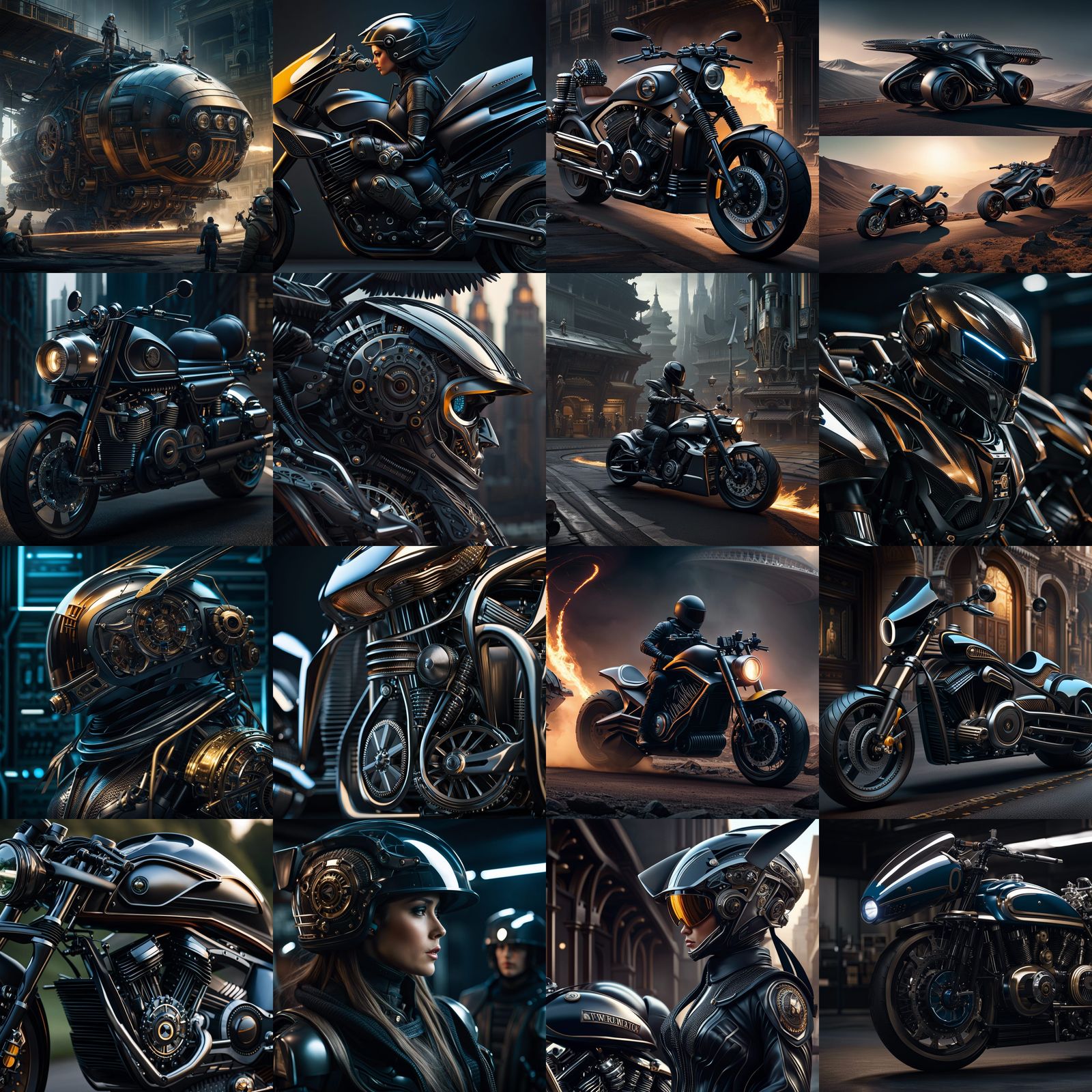 Post-Apocalyptic AI Confrontation on Chopper Motorcycle