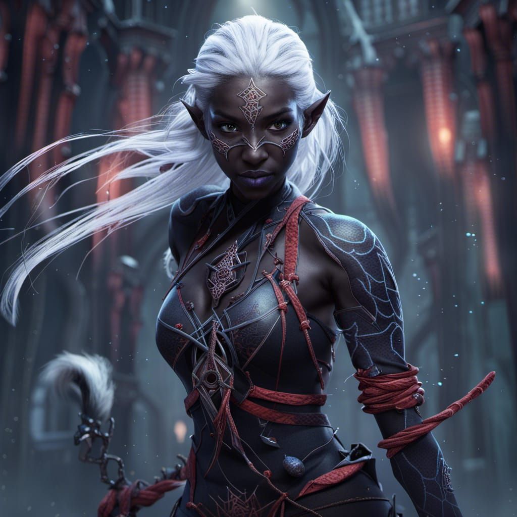 Drow Elf Ninja with Spider Runes