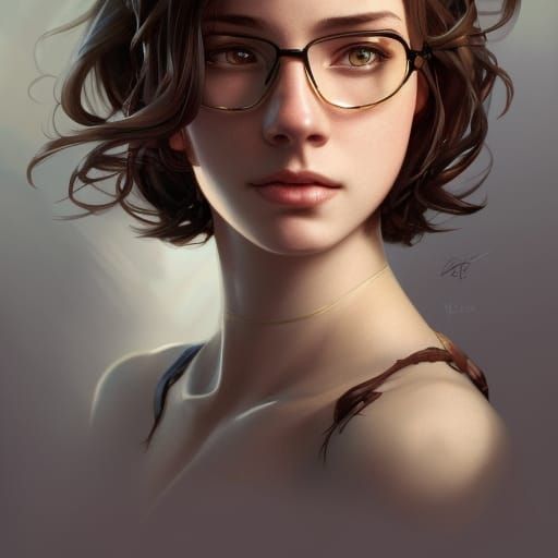 Cute Nerd Portrait in Hyperdetailed Style
