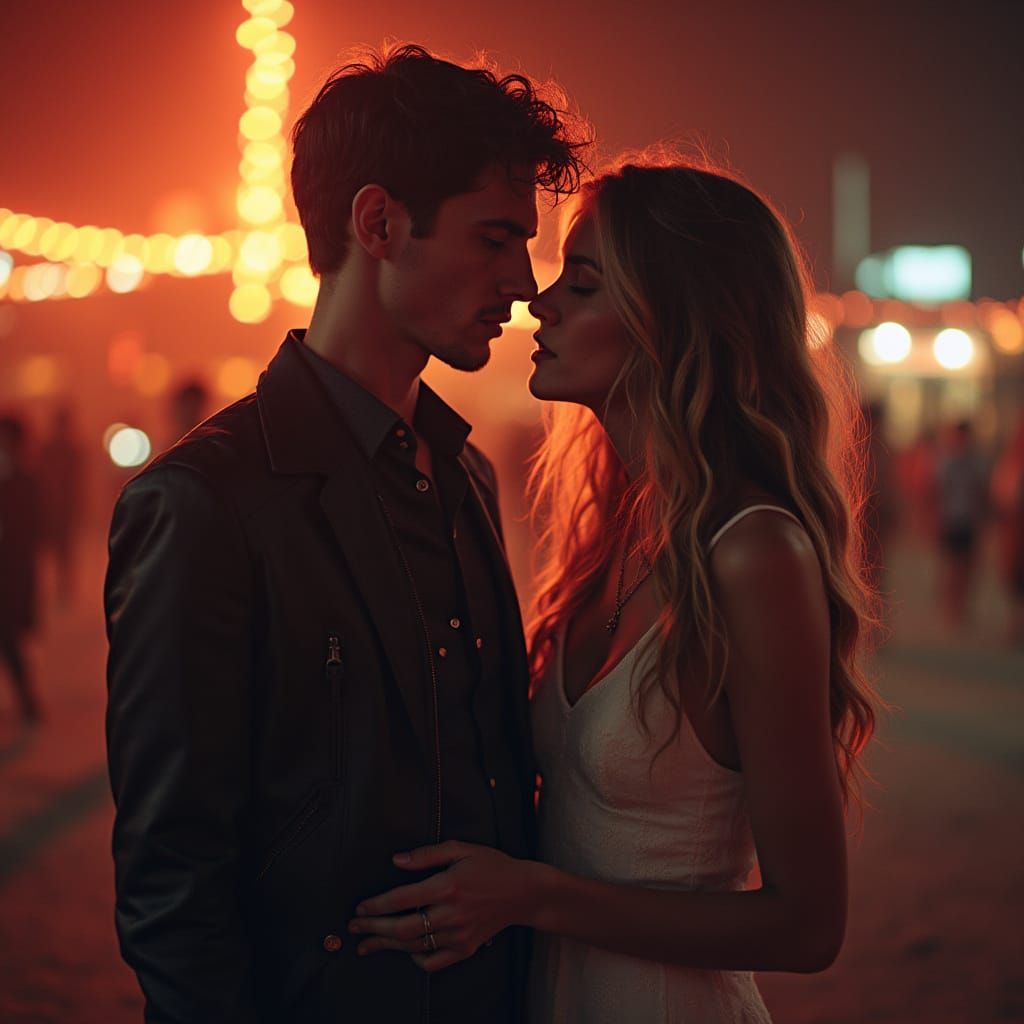 A Dark and Moody Rockstar Portrait in a Neon Cityscape