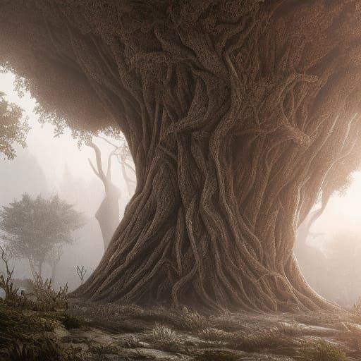 Tree Transforms into Human: Hyperrealistic Detailed Art