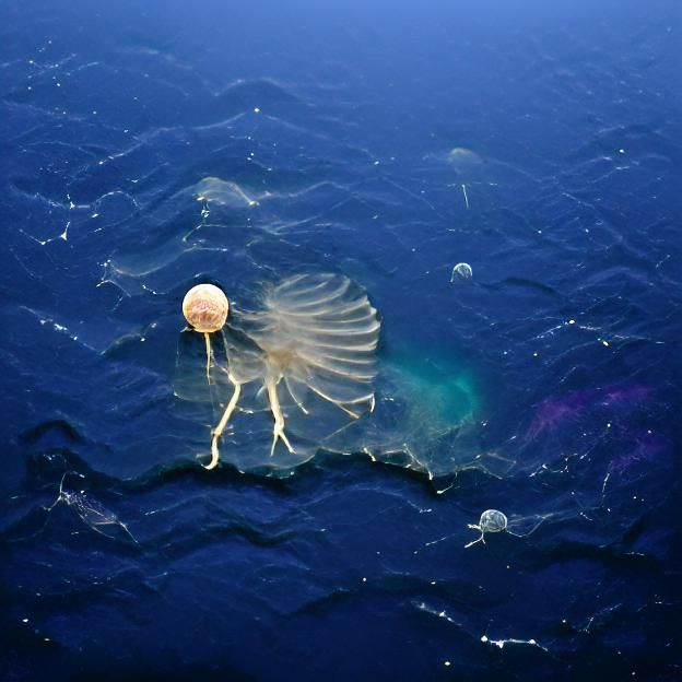 Bioluminescent Jellyfish Drifting in Deep Ocean