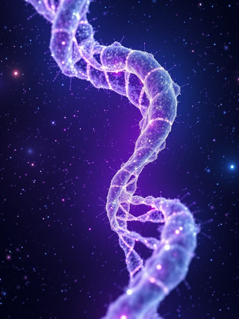 Bioluminescent Fractal Galaxy Double Helix in Space