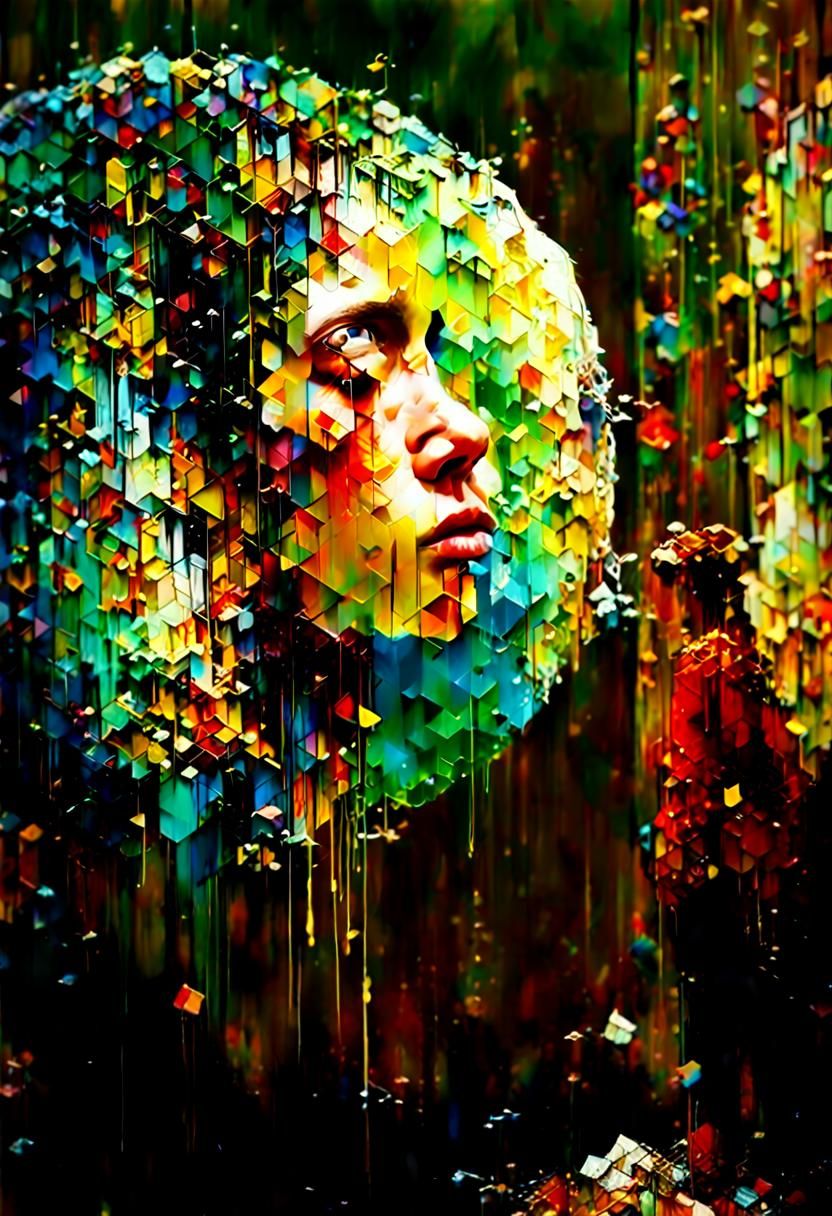 Detailed Surreal Painting in Triadic Colors