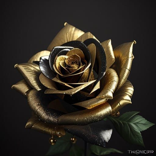 Ethereal Fantasy Gold Rose in Mystical Light