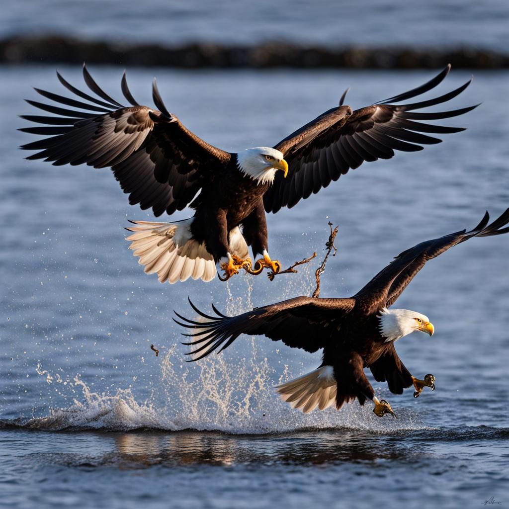 Eagles Clash: Intense Fight for a Fish