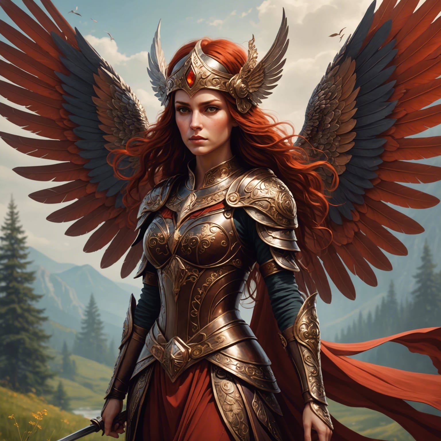 Flying Fairy Ravijojla with Red Hair and Helmet