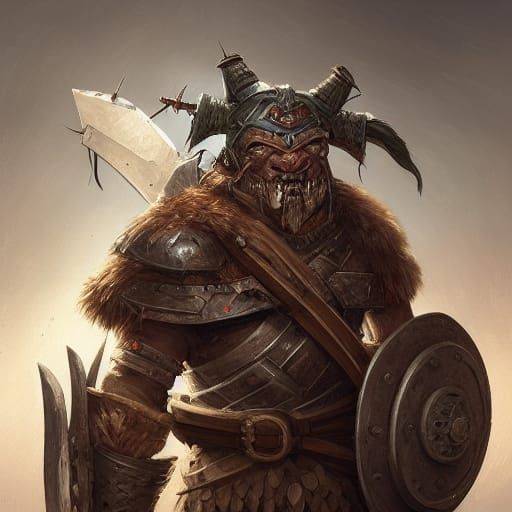 Orc Warrior in Battered Armor, Digital Art
